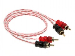 0,5 m 2-Kanal Cinch RCA Kabel  transparent rot kurze Stecker