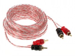 3m 2-Kanal Cinch RCA Kabel  transparent rot kurze Stecker