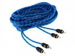 5m 2 CH RCA Kabel transparent blue kurze Stecker