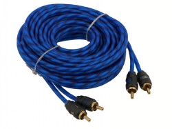 5m 2 CH RCA Kabel transparent blue kurze Stecker